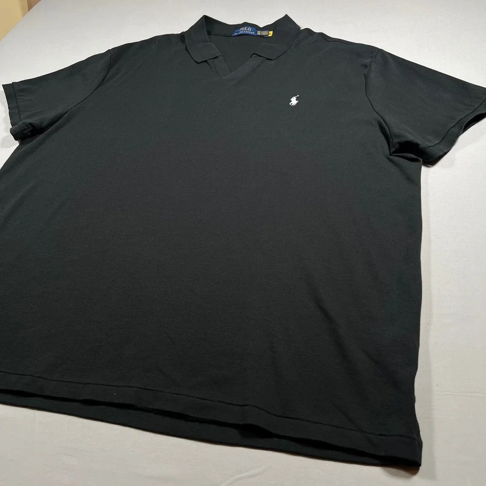 Polo Ralph Lauren Mens Black Johnny Collar Polo Shirt 3XB Big & Tall